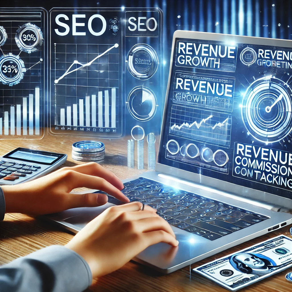 A visually engaging digital illustration depicting a high-converting affiliate website.